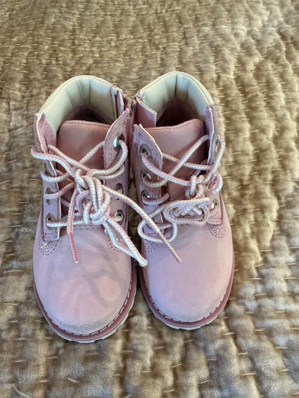 Pink leather Timberland toddler boots size 5
